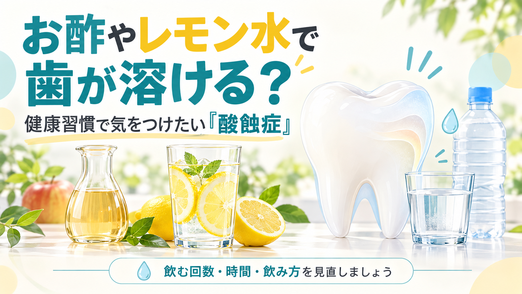 お酢やレモン水で歯が溶ける?健康習慣で気をつけたい「酸蝕症」